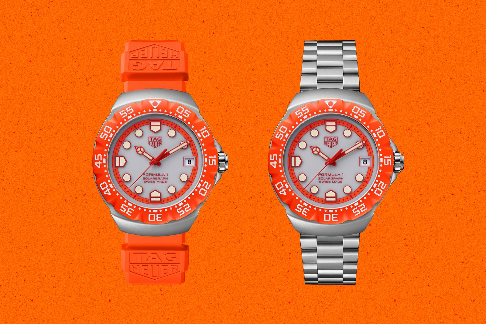 The new limitededition 38 mm “Zandvoort” TAG F1 on rubber or steel bracelet.