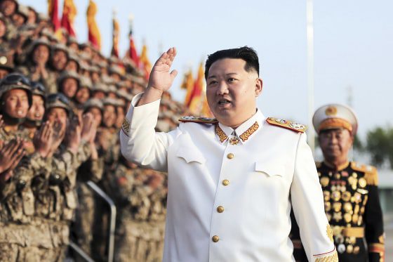North Korean leader Kim Jong Un during a celebration for the 90th founding anniversary of the Korean People's Revolutionary Army, in North Korea, in 2022.