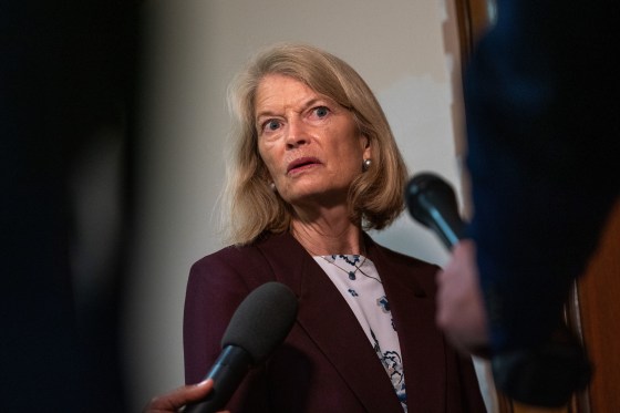 Sen. Lisa Murkowski, R-Alaska, speaks on Capitol Hill on Oct. 9, 2025. 