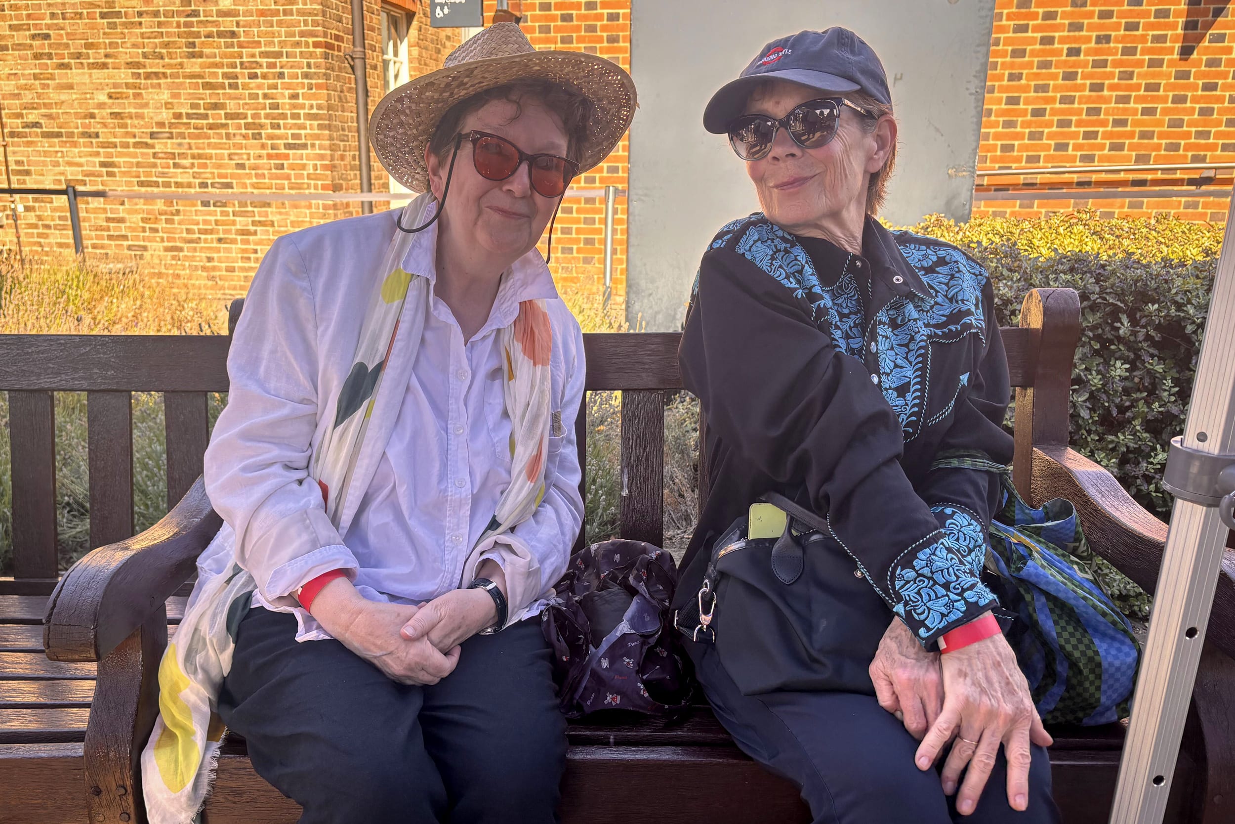 Fidelis Morgan and actress Celia Imrie wait for the eclipse.