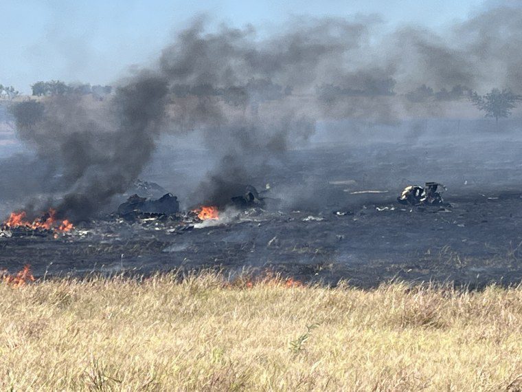 The scene of a helicopter crash in Salado, Texas on Aug. 12, 2026.