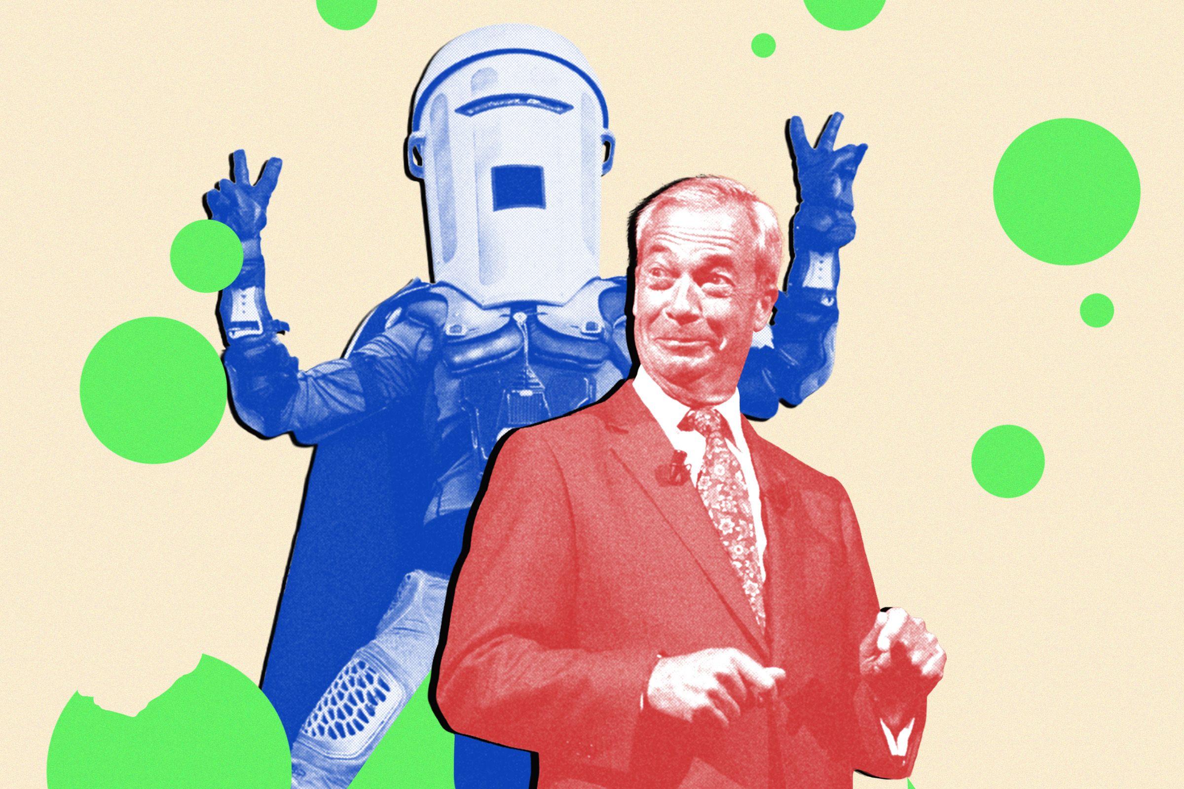 Image may contain Nigel Farage Art Painting Face Head Person Photography Portrait Adult Clothing Coat and Helmet