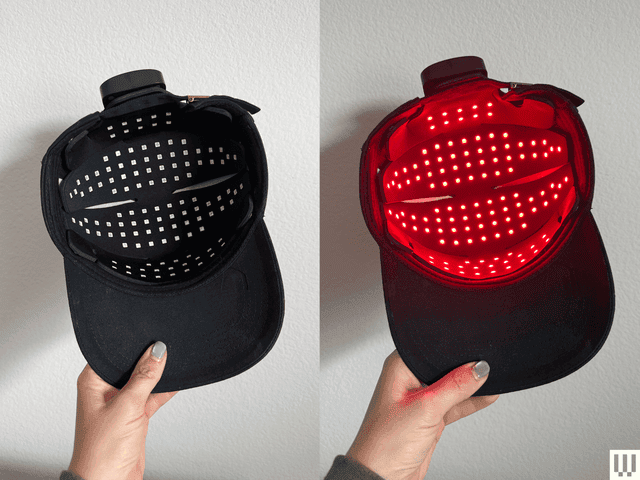 Image may contain: Baseball Cap, Cap, Clothing, Hat, Footwear, Shoe, Light, and Traffic Light