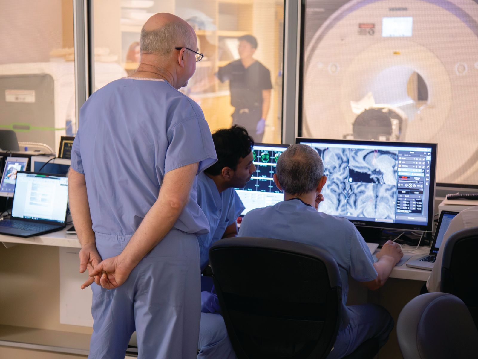Rezai and his team perform focused ultrasound on a patient as part of a study on addiction.