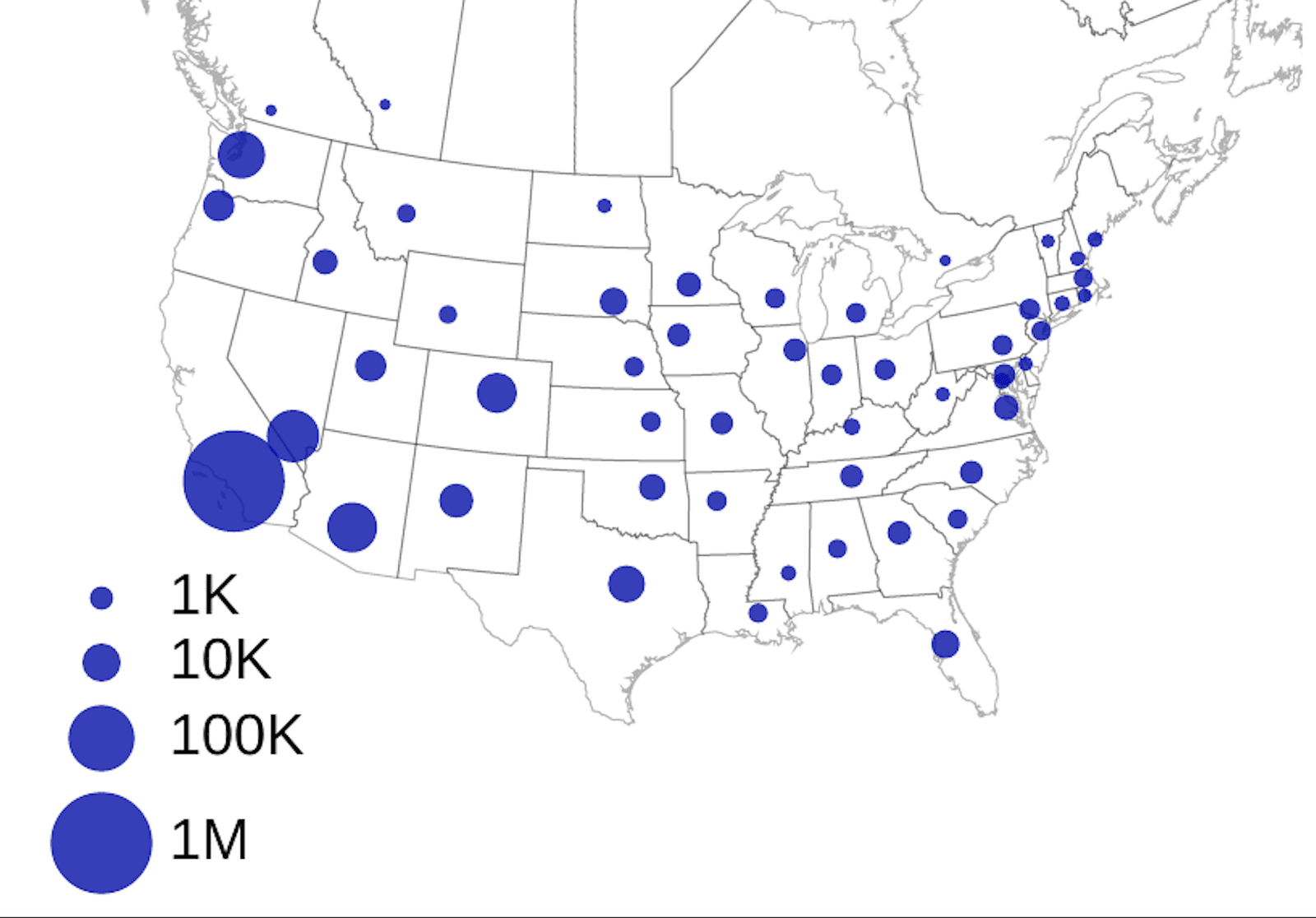 The UCSD researchers estimates of the locations of vulnerable cars across the US based in part on radio signals...