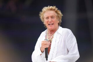 Rod Stewart performs during the Glastonbury Festival in Worthy Farm, Somerset, England, Sunday, June 29, 2025. (Scott A Garfitt/Invision/AP, File)