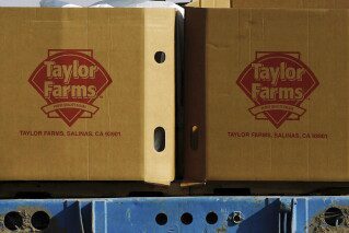 Taylor Farms boxes are loaded on a field in the town of Doctor Mora, on the central state of Guanajuato, Mexico, March 26, 2008. (AP Photo/Guillermo Arias, file)