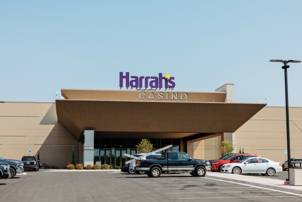 The Harrah's Casino, owned by the Iowa Tribe of Oklahoma, is seen in Chandler, Okla., Wednesday, Aug. 5, 2026. (AP Photo/Brittany Bendabout)